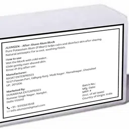 alumzen UnderArm Deodorant Alum Block | Natural Fitkari | No Fragrance image 2