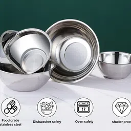 narv Stainless Steel Serving Bowl Salad Fruits Dessert Snacks Mixing Cooking Serving Storage Dining Table image 3