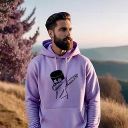 ashkart Men Graphic Print Hooded Neck Purple Sweater-picture-21