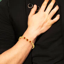 meenaz Rudraksh RAKHI FOR BROTHERS BHAIYA OM KADA RUDRAKSHA GIFT COMBO RUDRAKSHA BRACELET-158 Gold Finish Bracelet Set image 4