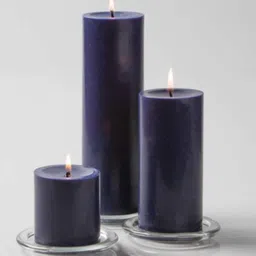 aromatic fables Classic Set Of 3 Dark Purple Wax Pillar Candles image 1
