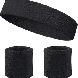 v n traders Wristband for All Sports ,Gym ,Workout ,Yoga Fitness Band Unisex 1 Pair (Black) Men & Women Wrist Band-picture-12