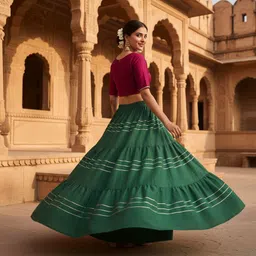 payal creation Women Solid Flared Green Skirt image 5