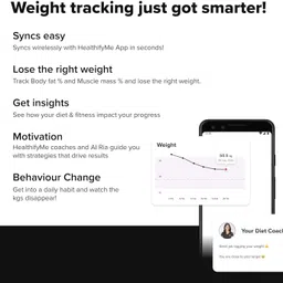 Healthifyme Smart Scale | Track 11+ Key Body Metrics | Data Driven Smart Weight Loss Scale Weighing Scale image 3