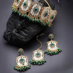 Alloy Gold-plated Green Jewel Set-image-53