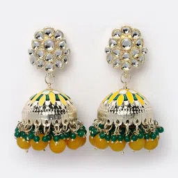 Sukkhi Gold-Plated Kundan-Studded Dome-Shaped Jhumkas image 5