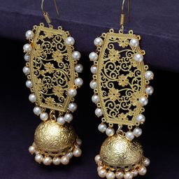 PANASH Gold-Plated & White Pearls Classic Jhumkas-picture-37