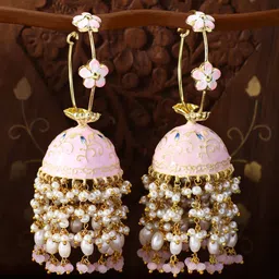 Peora Gold-Toned & Gold-Toned Dome Shaped Jhumkas-picture-40
