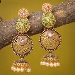 ADIVA Gold-Plated Dome Shaped Jhumkas-picture-20