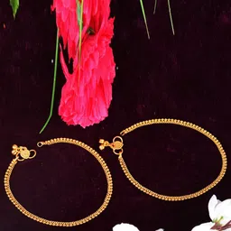 MEENAZ Set Of 2 Gold-Plated Ghungroo-Studded & Beaded Traditional Anklets-picture-17