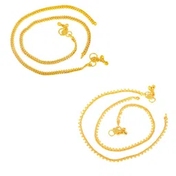 MEENAZ Set Of 2 Pairs Of Gold-Plated Ghungroo Studded Anklets image 5