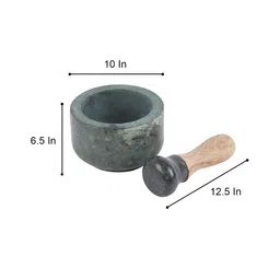 nikkispride Marble Stone Mortar & Pestle Large (Okhli & Musal Green) image 2