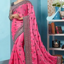 vaidehicreation Embellished Bollywood Net, Art Silk Saree-picture-13