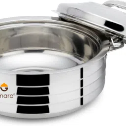 ginara Pack of 75 Stainless Steel Laser Printed Tree Model-5 Set,Handi,Lid,Jug,Serving Spoon,Hot pot. Dinner Set image 3