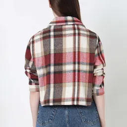 showoffff Women Regular Fit Checkered Spread Collar Casual Shirt image 2