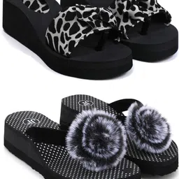 skytrap Stylish Comfortable and Trending Printed Flip Flops Slide Combo of 2 Women Slides-picture-27