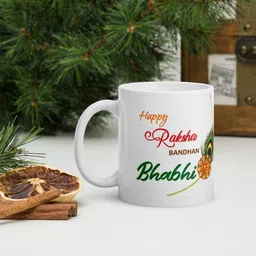 rhythm gift4u Bhaiya Bhabhi Bhaiya Bhabhi Printed Designer Coffee Mug With Bhaiya Bhabhi pair rakhi | kundan designer rakhi combo | Roli tilak pack | Rakhi for brother and bhabhi | Fancy design rakhi | Exculive rakhi | Rakhi for Didi Jiju Mauli Thread Rakhi, Mug Set image 4