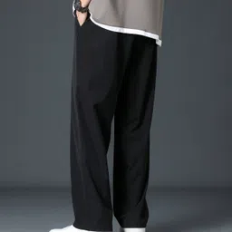 irondye Men Loose Fit Black Cotton Blend Trousers-picture-16