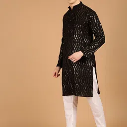 SOJANYA Embroidered Sequinned Pure Cotton Kurta With Churidar image 1