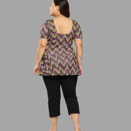 Aarika Womens Green-Black Colour Abstract Print Nylon Plus Size Swim Suit Self Design Women Green Swimsuit image 4