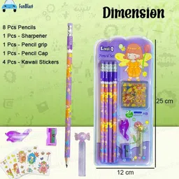 funblast Pencils with 12 Kawaii Stickers, Sharpener, Erasers & Pencil Cap for Kids, Gift Pencil image 2