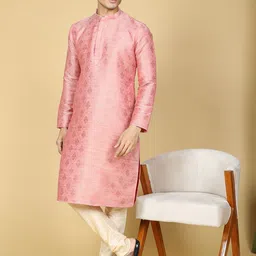 NAMASKAR Men Floral Regular Pure Cotton Kurta with Churidar-image-72