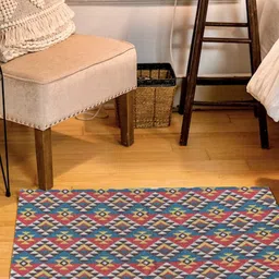 Mona B White & Red Printed Vintage Cotton Anti-Skid Dhurrie image 2