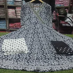 bs creation Women Solid Pure Cotton Anarkali Kurta image 5