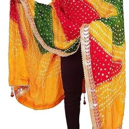 pk hub Art Silk Embellished Multicolor Women Dupatta image 3