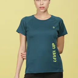 dollar Microfiber Anti Bacterial Sports Women Solid Crew Neck Polyester Green T-Shirt-picture-37