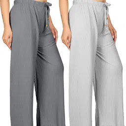 payaltextile Pack of 2 Women Regular Fit Multicolor Cotton Blend Trousers-picture-35