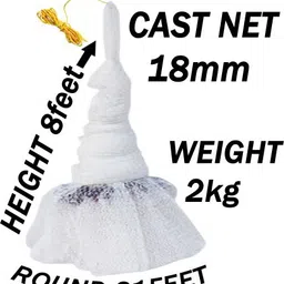 a to z FISHING CAST NET 18mm MESH 8F HEIGHT 31F ROUND 2kg NYLON THREAD WITH IRON SINKER Fishing Net image 1