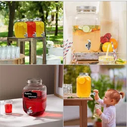 asgvo 4 Litre Glass Juice Dispenser - Water Pitcher for Detox Water - Mason Jar Bottled Water Dispenser image 4