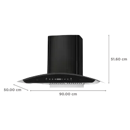KAFF PRIMA TX DHC 90cm 1180m3/hr Ducted Auto Clean Wall Mounted Chimney with Thermostatic Touch Control Panel (Black) image 2