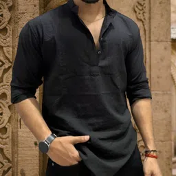 shirteum Men Regular Fit Self Design Mandarin Collar Casual Shirt image 2