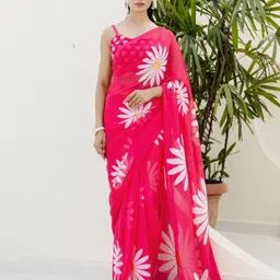tasrika Ready to Wear Floral Print, Polka Print, Printed Daily Wear Chiffon, Georgette Saree-picture-11