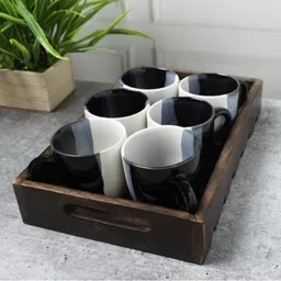 maalaxmi store Pack of 6 Ceramic BLACK U tone SHAPE TEA CUP-picture-35