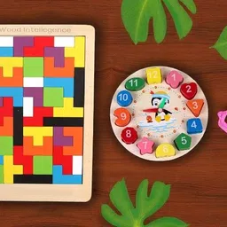 vhd Kids Wooden Puzzle Board & Shape Clock – Brain Development Toys D56-picture-33