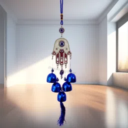 Evil Eye Good Luck Positive Vibes and Prosperity at Home/Office/Work Place Aluminium, Brass Windchime-image-49