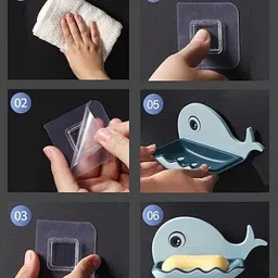 vrdh Fish Shape Cute Adhesive Waterproof Wall Mounted Soap Dish(PACK OF 4) 1.505 image 3