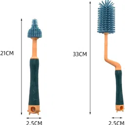 pink&black 3 Pcs Silicone Baby Bottle Brush Set, 360° Rotating Long Handle Water Bottle image 4