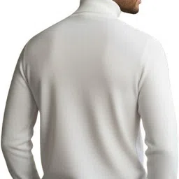 zakod Men Solid Turtle Neck White Sweater image 2