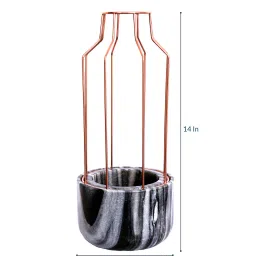 posh n plush Grey Marble With Copper Metal Mesh Desk Pot image 3