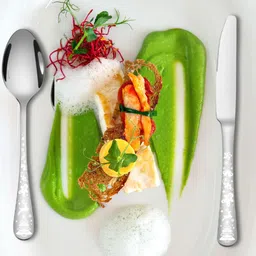 motka Sterling Silver Silverware Set | 5-Piece Flatware with Christmas Printed Handle Stainless Steel Cutlery Set image 2