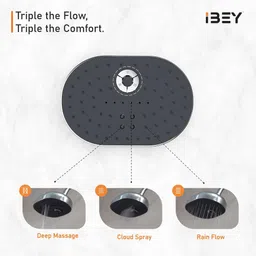 ibey Oval ABS Overhead Shower Head | Durable & Lightweight | Wide Spray Design Fixed Mount image 3
