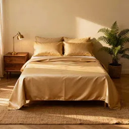 huestia Cotton Super King Flat 400 TC Solid Bedsheet image 2