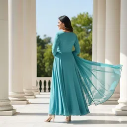 jeesha enterprise Solid Georgette Stitched Anarkali Gown image 2