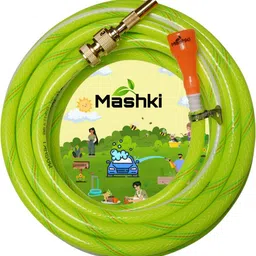 mashki 15 Meter (50 Feet) 1/2 Inch (12.5mm) 3 Layered Braided Water with Brass Nozzle Sprayer For Garden, Car Wash, Floor Clean,Easy to Connect Pipe Hose Pipe-picture-10