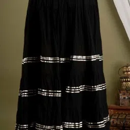 houseofcommon Women Striped Pencil Black Skirt image 3