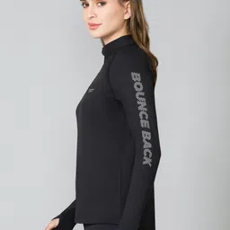 van heusen Proactive Elite High Stretch And Anti Stat Women Solid Round Neck Polyester Black T-Shirt image 3